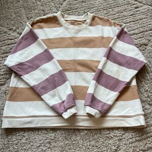 Madewell Women's Striped Sweatshirt in Tan and Purple